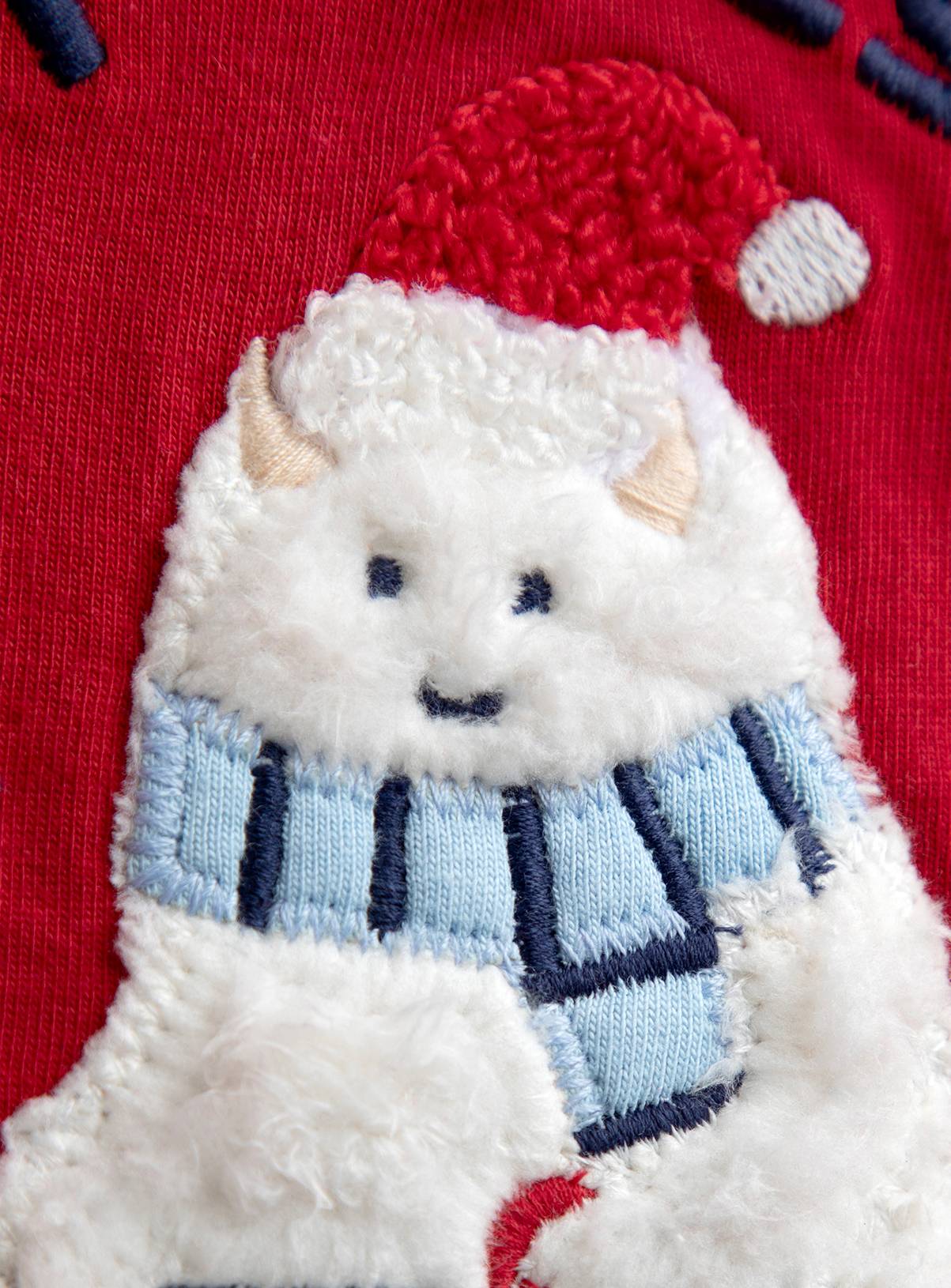 JOJO MAMAN BÉBÉ Is It Christmas Yeti Applique Top Dark Red 12-18 months - Image 3
